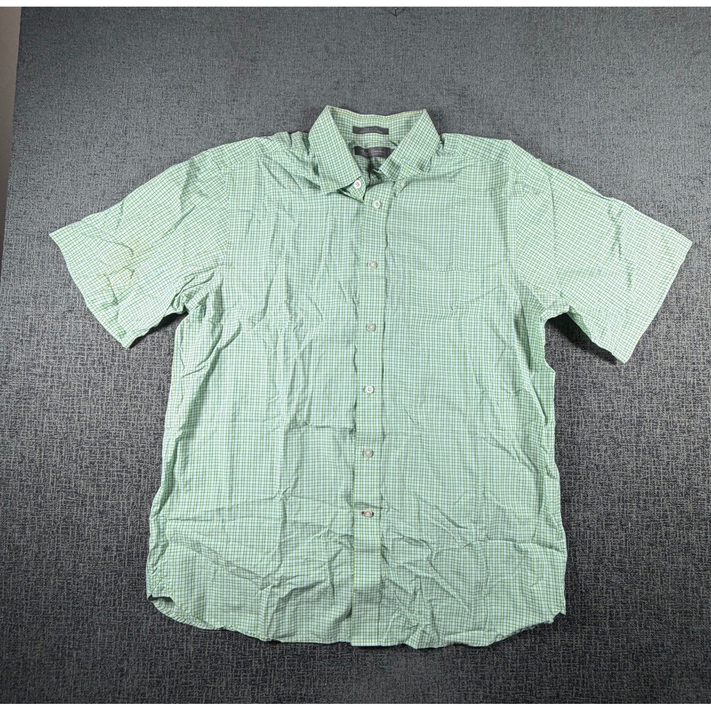 Daniel Cremieux Signature Collection Mens Large Green Check Short Sleeve Shirt